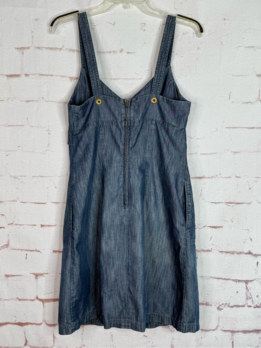ANTHROPOLOGIE LEVEL 99 Sleeveless Dark Wash Denim Size 12 Dress Sundress - Picture 4 of 16
